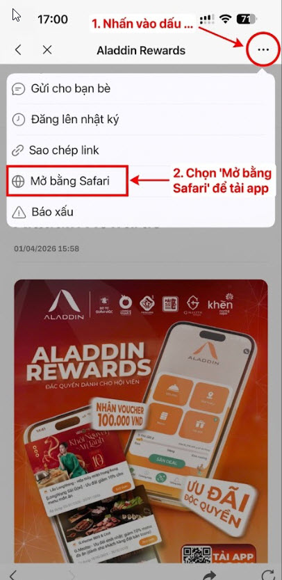 Hướng dẫn mở bằng Safari